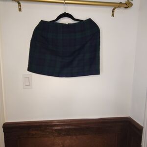 Topshop Navy and Green Checkered Mini Skirt
